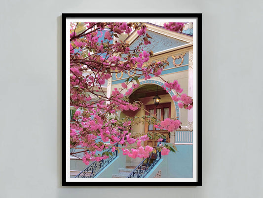 beautiful pink tree print tabebuia chrysotricha pink flowers blossom in spring fresh florals print neotropical tree background poster printable wall art poster, digital download