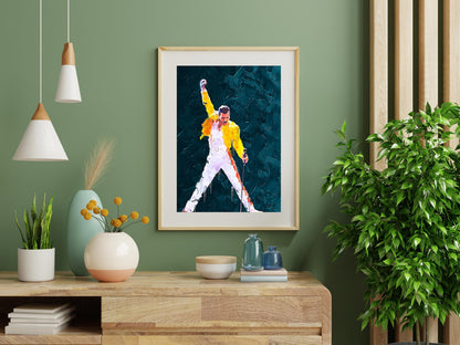 Freddie Mercury Poster Queen Iconic Singer Music Legend Wall Art Digital Download