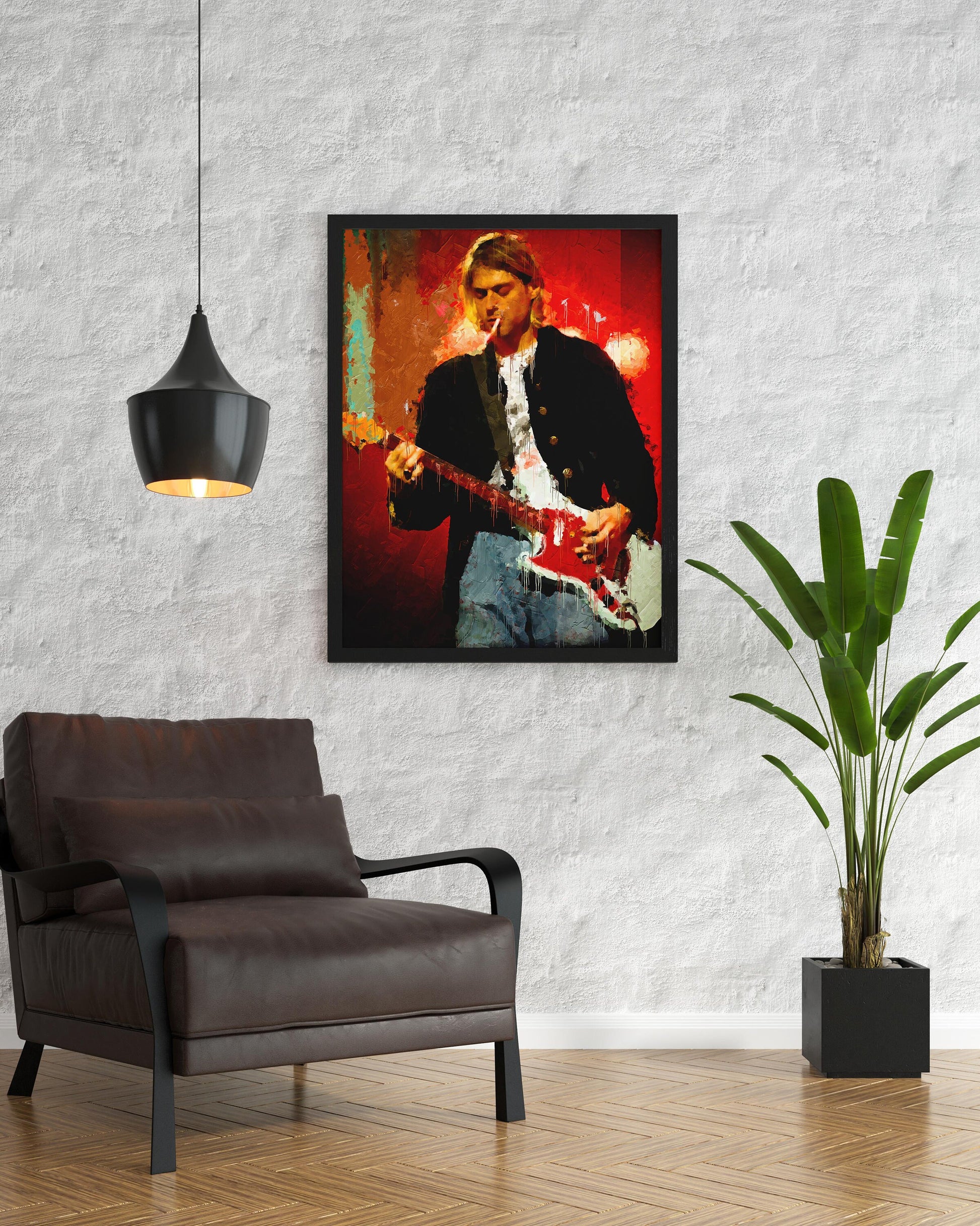Kurt Cobain Poster Grunge Rock Music Wall Art Vintage Guitar Print Digital Download