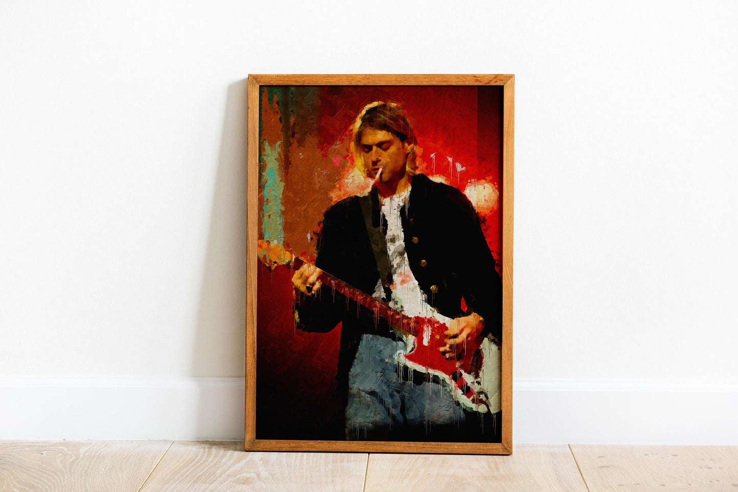 Kurt Cobain Poster Grunge Rock Music Wall Art Vintage Guitar Print Digital Download