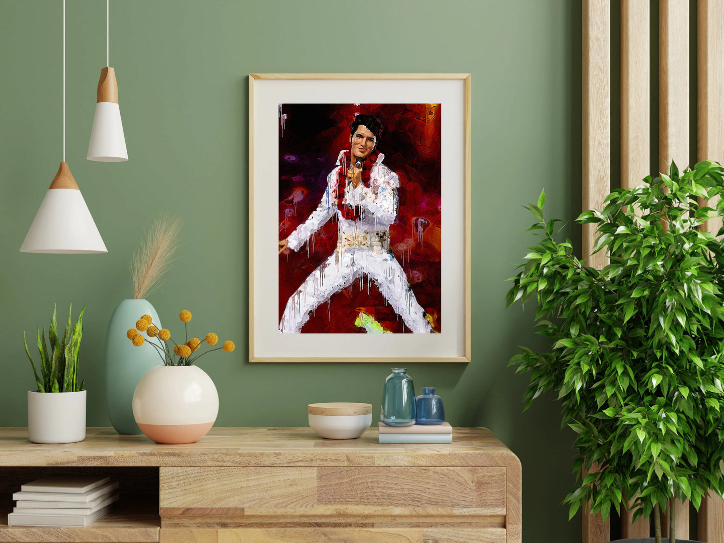 Elvis Presley Poster Red Stage Performance Music Icon Wall Art Digital Download