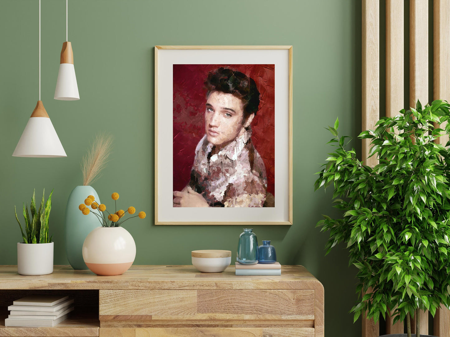 Elvis Presley Young Portrait Red Background Music Legend Wall Art Digital Download