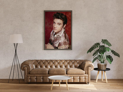 Elvis Presley Young Portrait Red Background Music Legend Wall Art Digital Download
