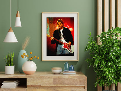 Kurt Cobain Poster Grunge Rock Music Wall Art Vintage Guitar Print Digital Download