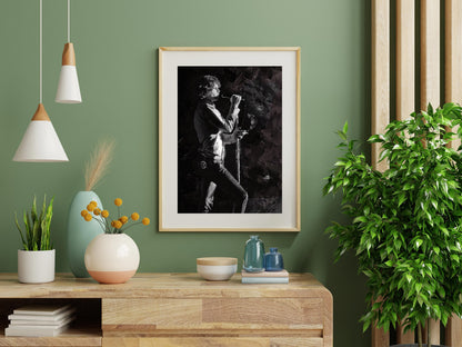 Jim Morrison Poster The Doors Frontman Black and White Rock Music Wall Art Digital Download