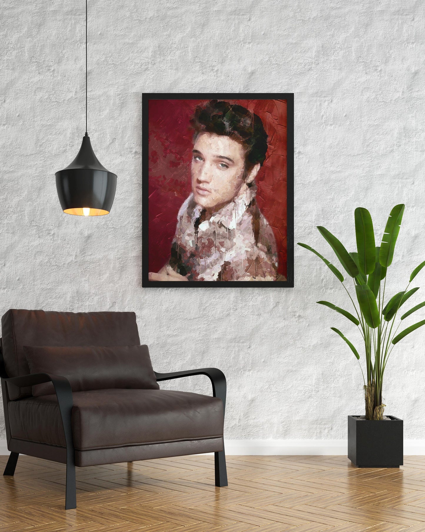 Elvis Presley Young Portrait Red Background Music Legend Wall Art Digital Download