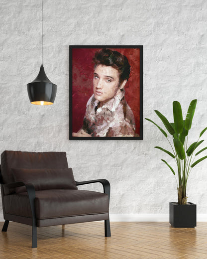 Elvis Presley Young Portrait Red Background Music Legend Wall Art Digital Download