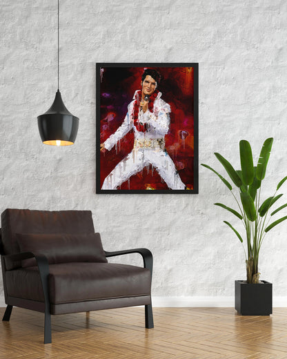 Elvis Presley Poster Red Stage Performance Music Icon Wall Art Digital Download