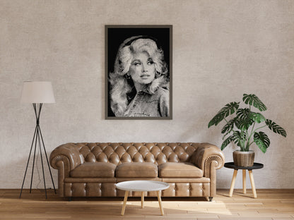 Dolly Parton Black and White Poster – Vintage Country Music Wall Art Digital Download
