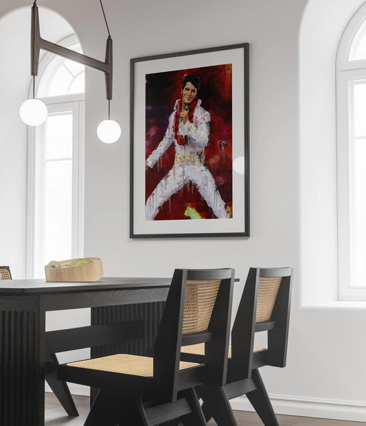 Elvis Presley Poster Red Stage Performance Music Icon Wall Art Digital Download