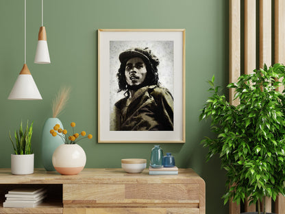 Bob Marley Poster Reggae Icon Black and White Music Wall Art Digital Download