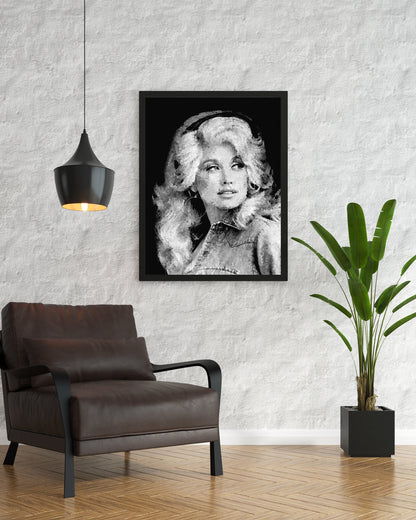 Dolly Parton Black and White Poster – Vintage Country Music Wall Art Digital Download