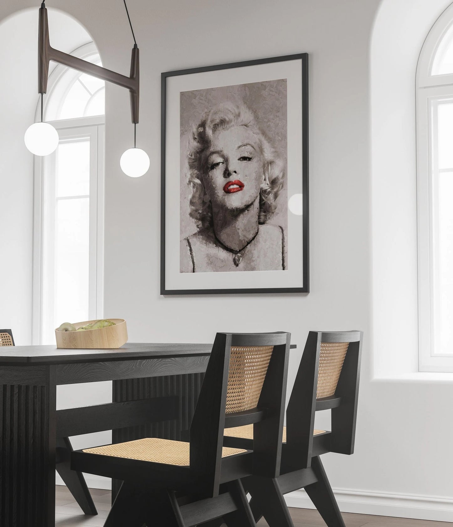 Marilyn Monroe Poster Black And White Red Lips Vintage Hollywood Wall Art Digital Download