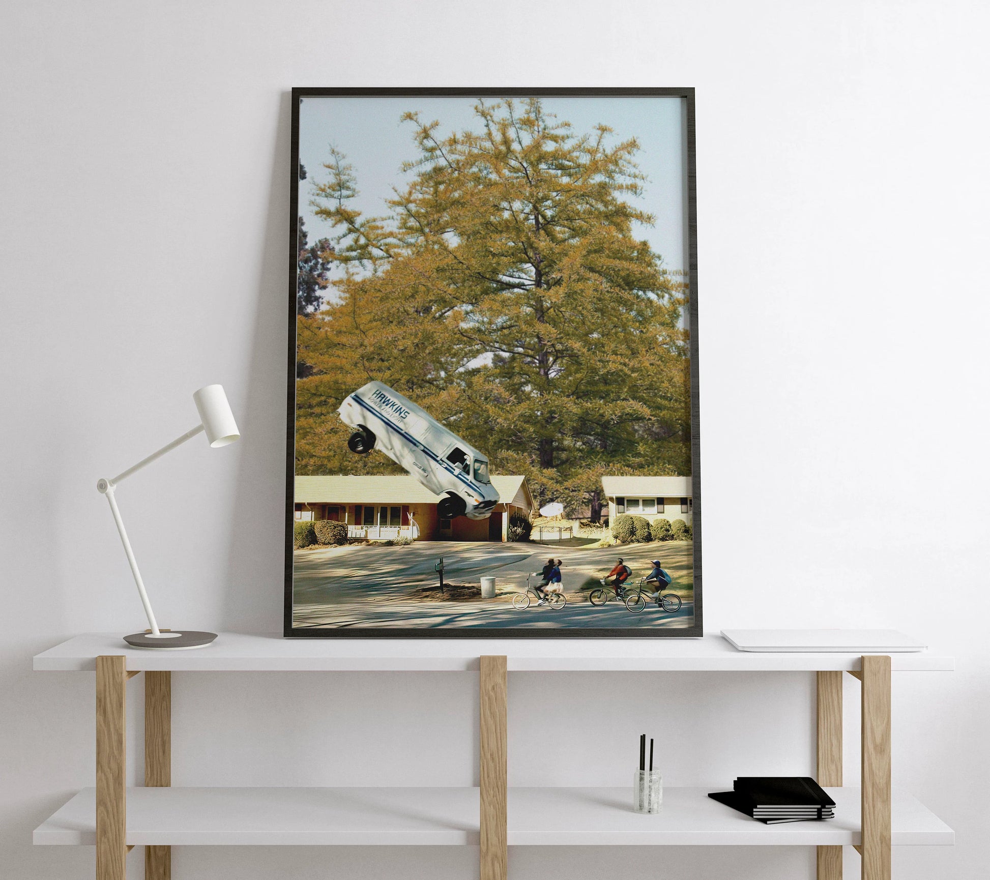 Stranger Things Poster Hawkins Van Scene Retro 80s Sci Fi Wall Art Digital Download
