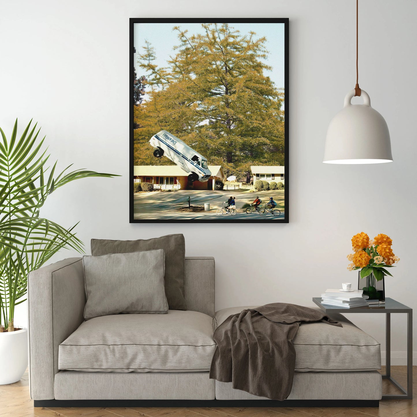 Stranger Things Poster Hawkins Van Scene Retro 80s Sci Fi Wall Art Digital Download