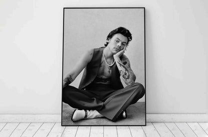 Harry Styles Tattooed Monochrome Fashion Portrait Digital Download