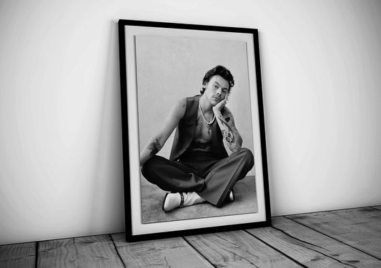 Harry Styles Tattooed Monochrome Fashion Portrait Digital Download