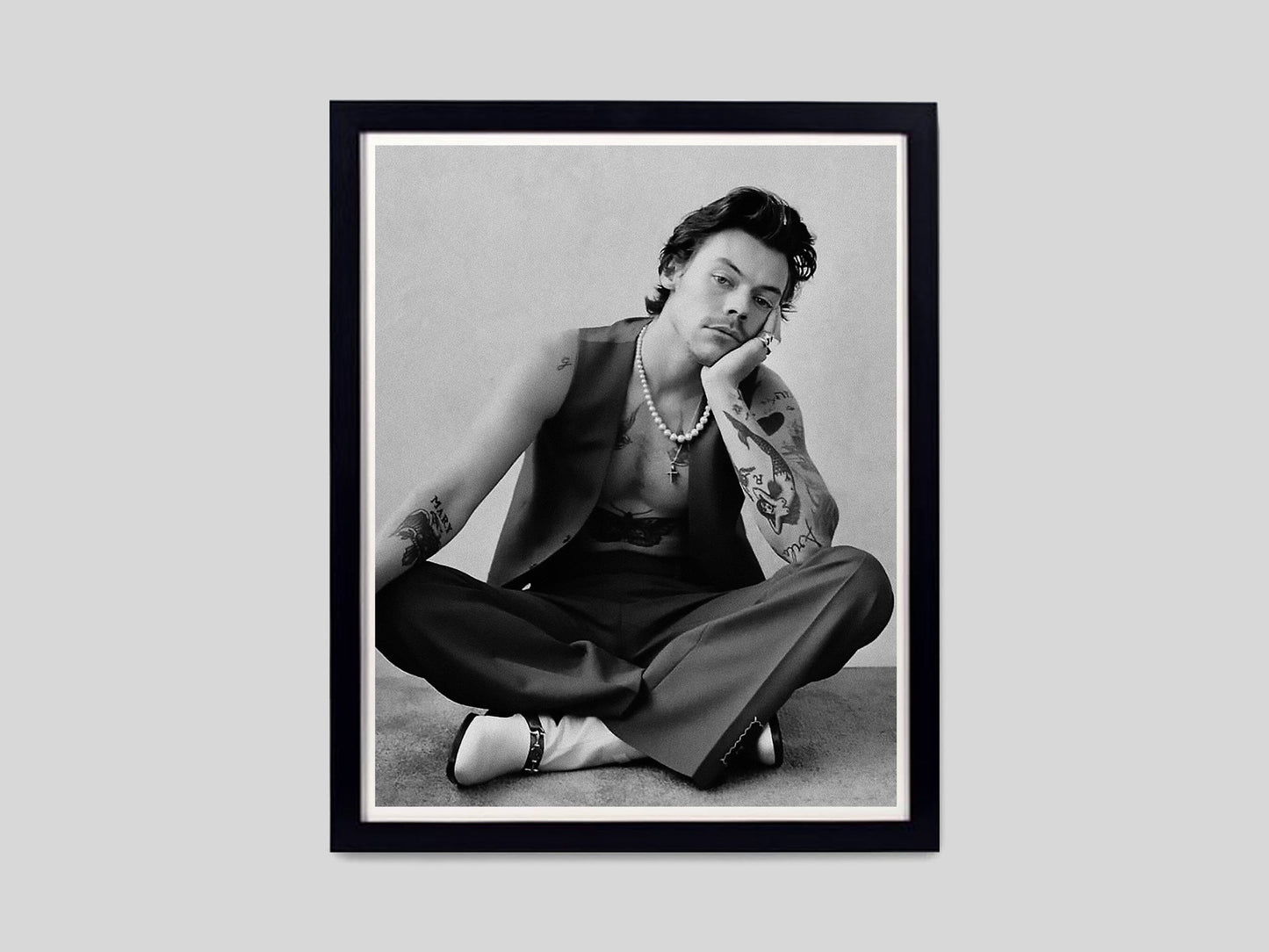 Harry Styles Tattooed Monochrome Fashion Portrait Digital Download