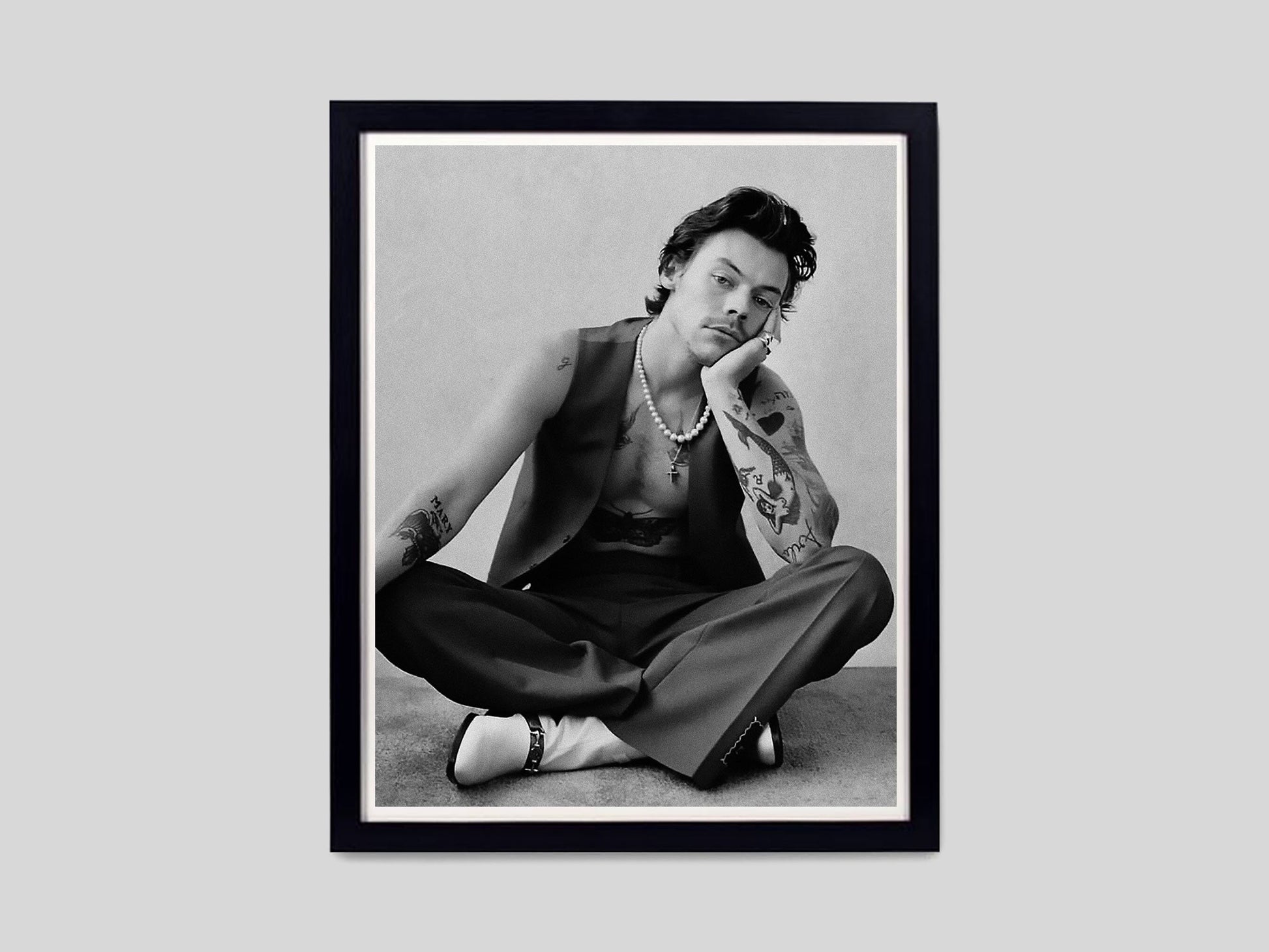 Harry Styles Tattooed Monochrome Fashion Portrait Digital Download