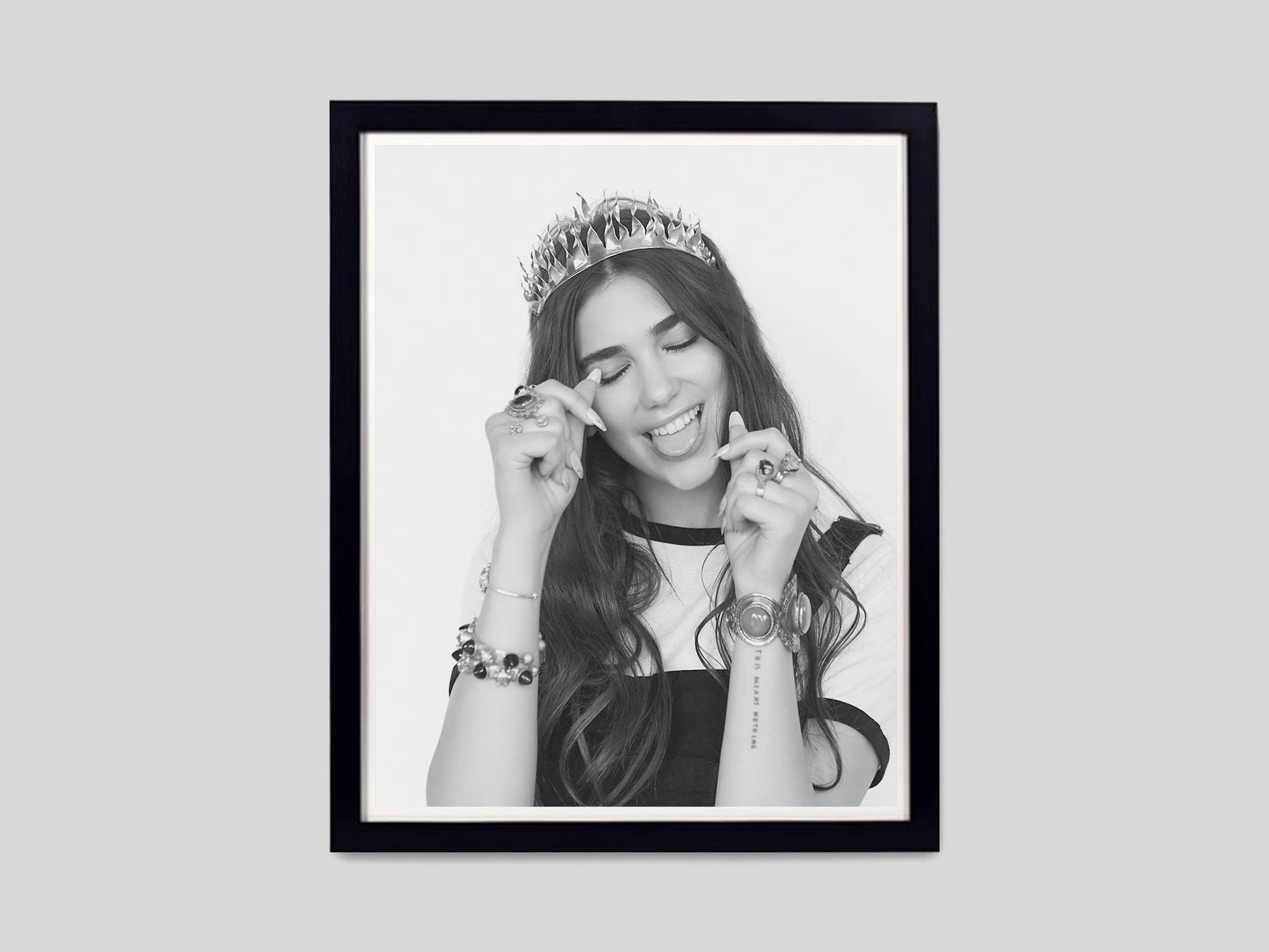 Dua Lipa Crown Portrait Playful Black and White Pop Star Digital Download