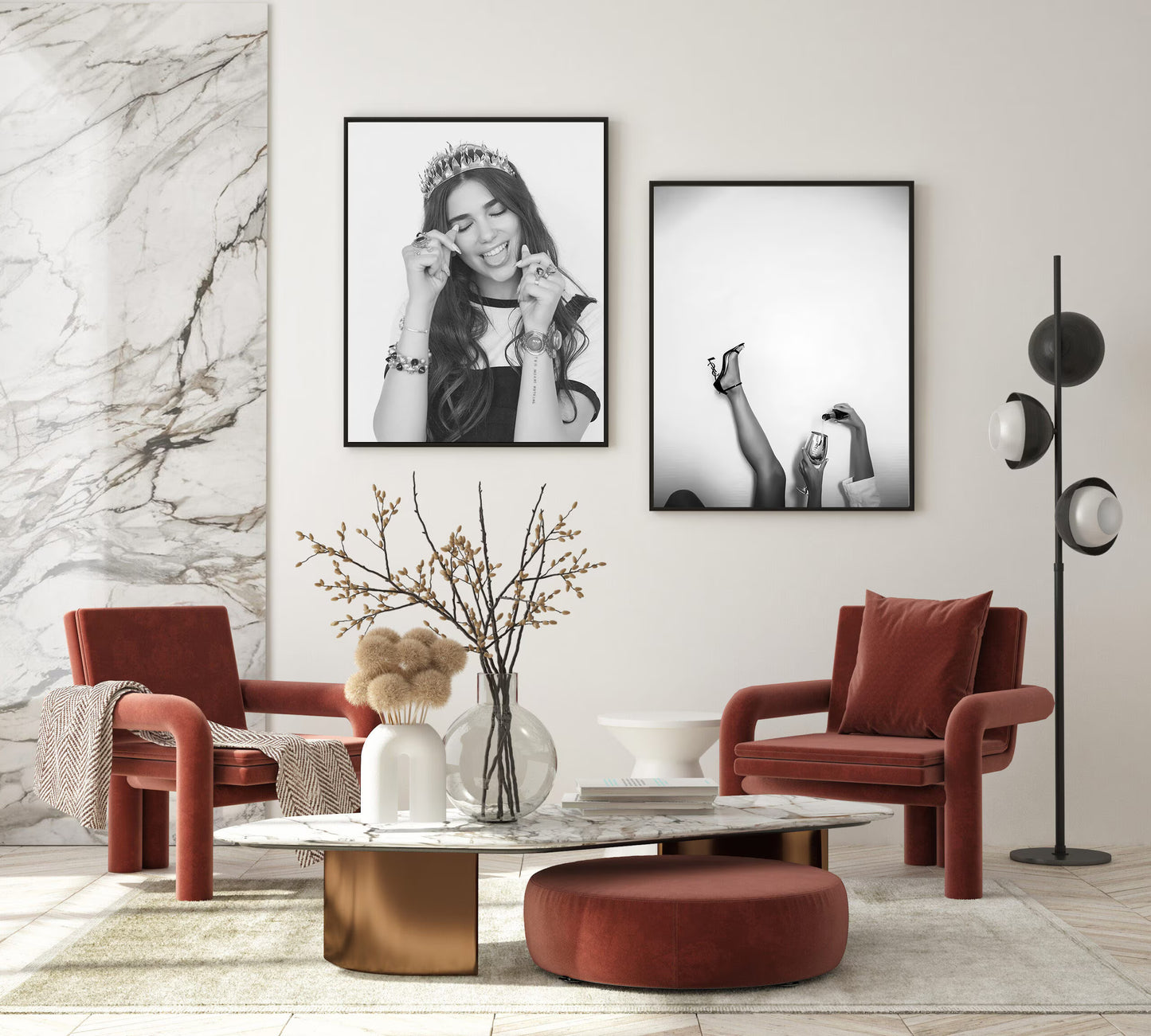 Dua Lipa Crown Portrait Playful Black and White Pop Star Digital Download