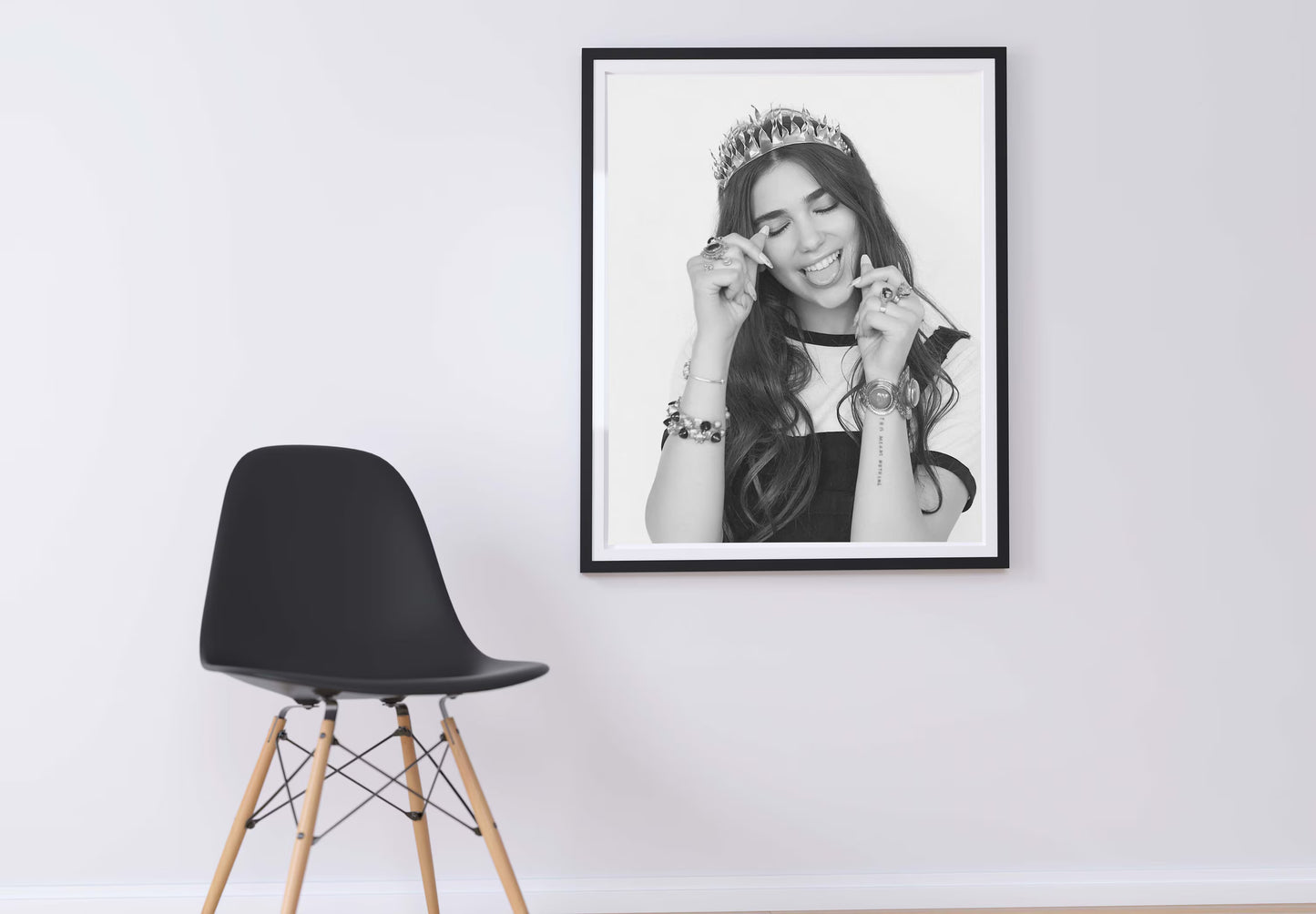 Dua Lipa Crown Portrait Playful Black and White Pop Star Digital Download