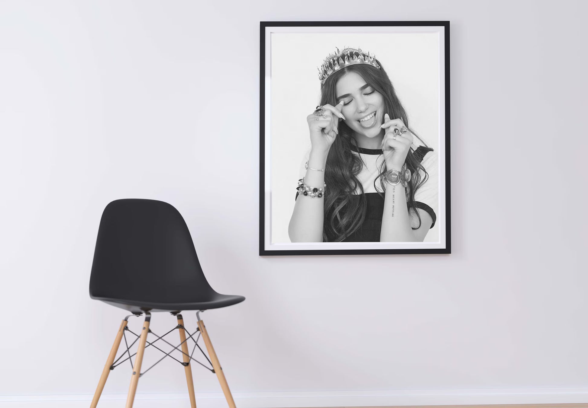 Dua Lipa Crown Portrait Playful Black and White Pop Star Digital Download