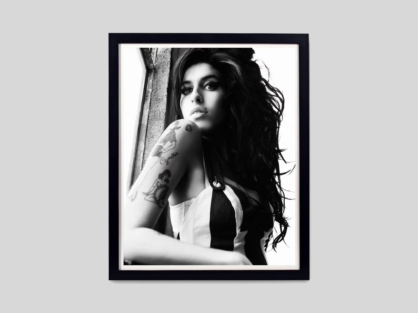 Amy Winehouse Tattoo Portrait Black and White Music Art Digital Download