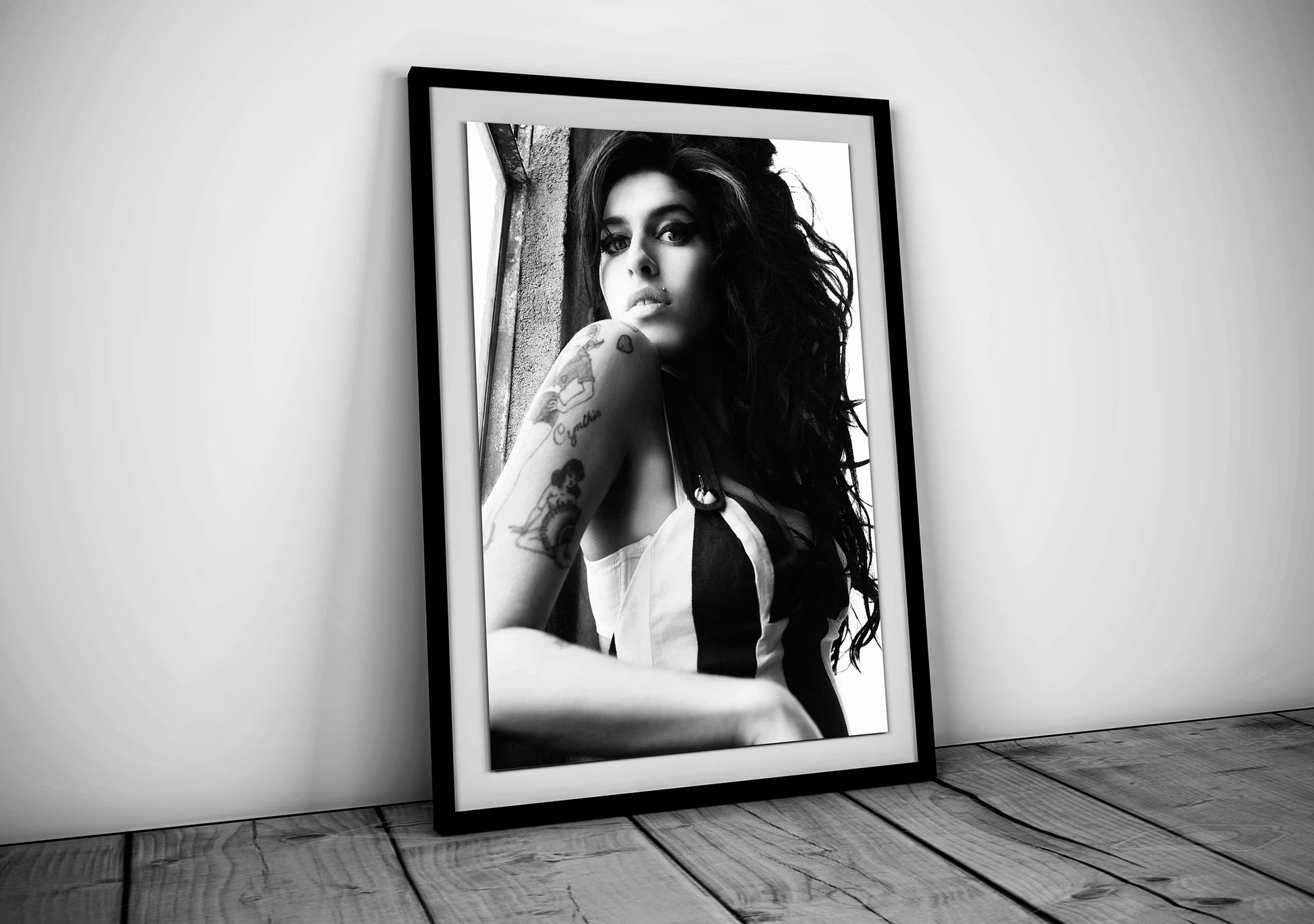 Amy Winehouse Tattoo Portrait Black and White Music Art Digital Download