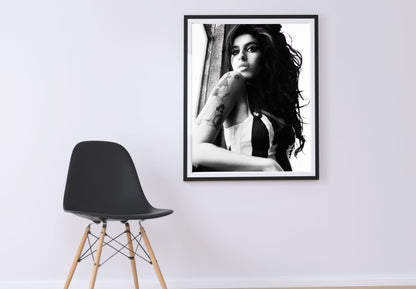 Amy Winehouse Tattoo Portrait Black and White Music Art Digital Download