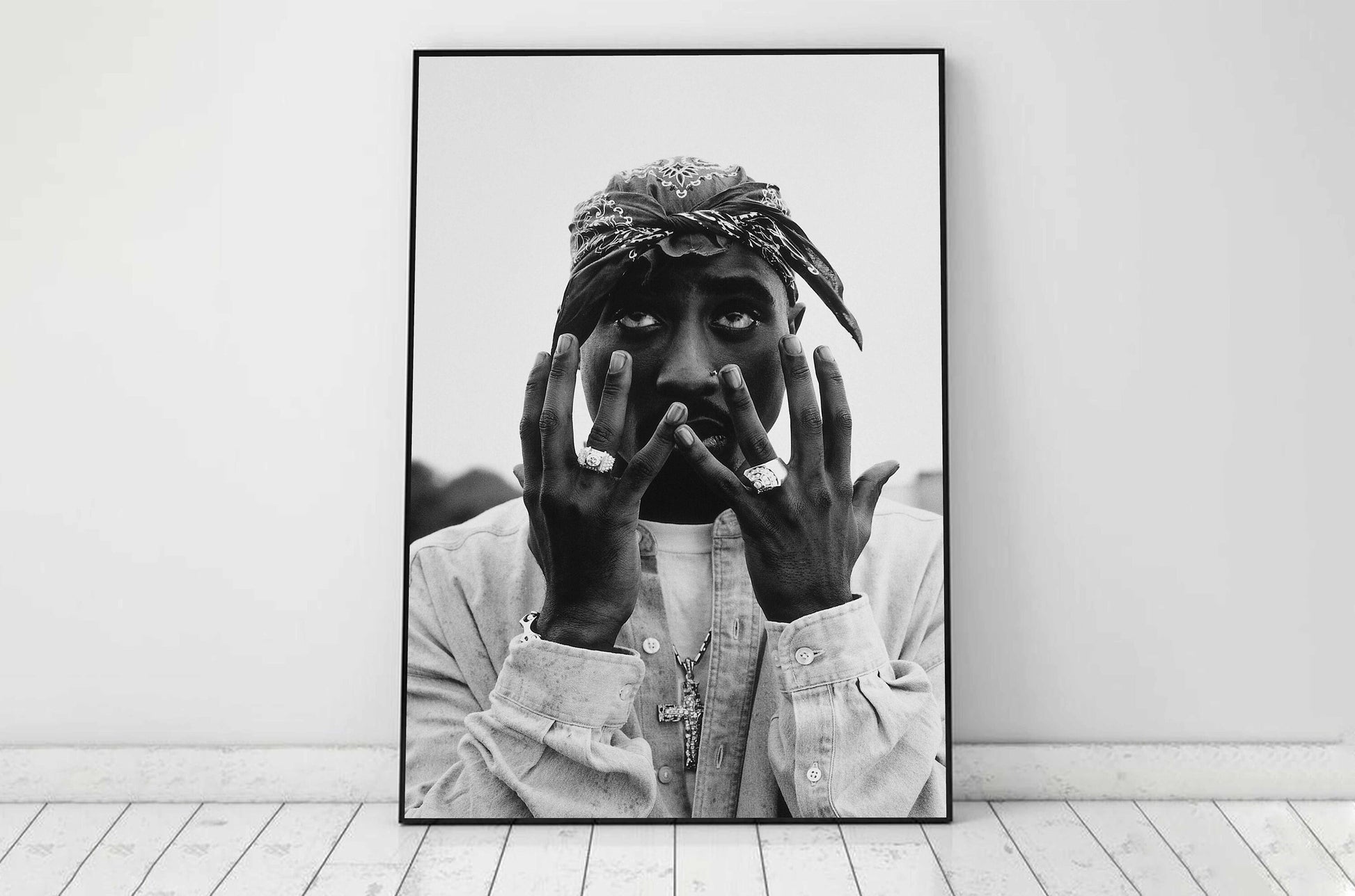 Tupac Shakur Black and White Rap Icon Hip Hop Portrait Digital Download