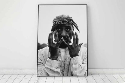 Tupac Shakur Black and White Rap Icon Hip Hop Portrait Digital Download