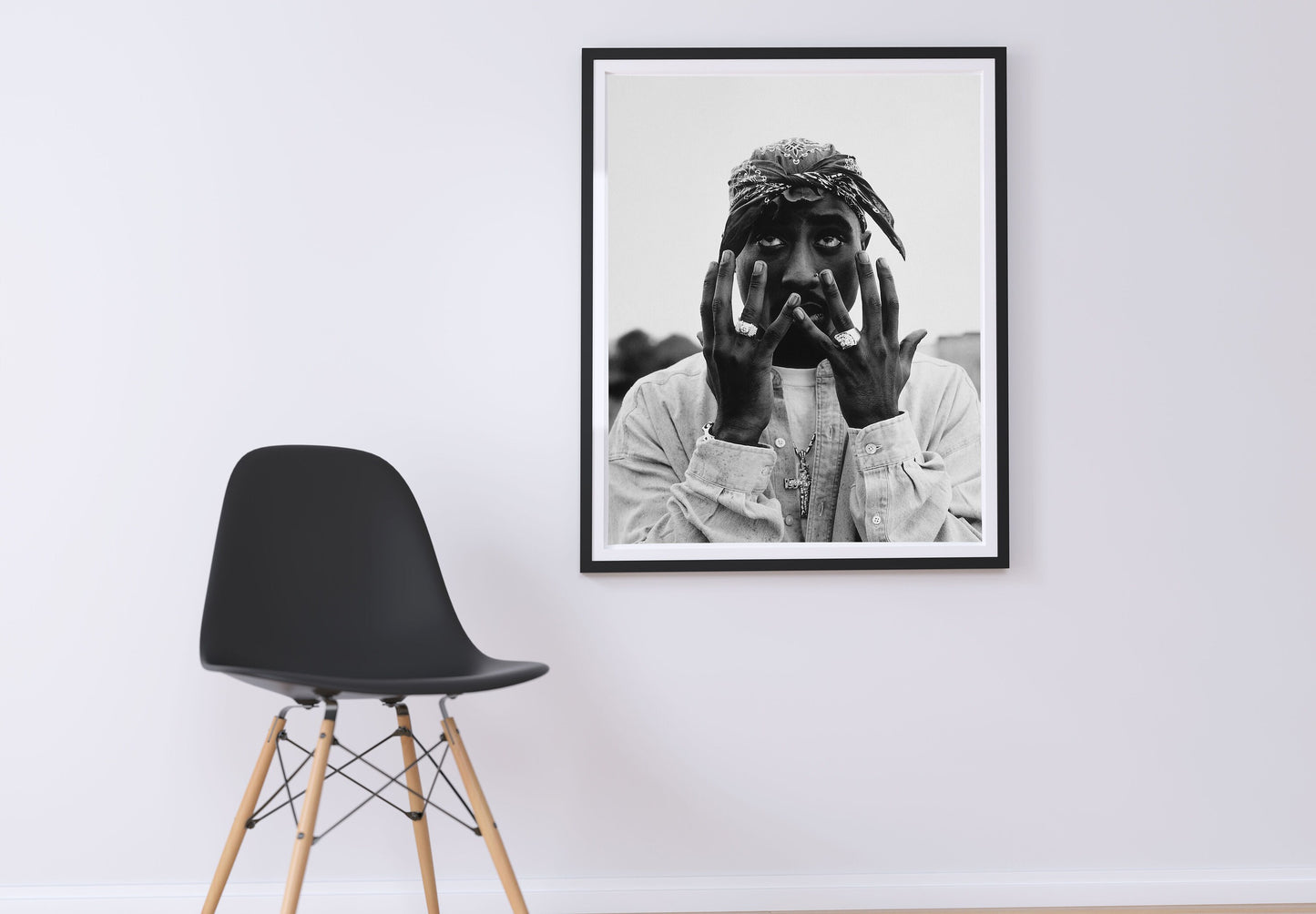 Tupac Shakur Black and White Rap Icon Hip Hop Portrait Digital Download
