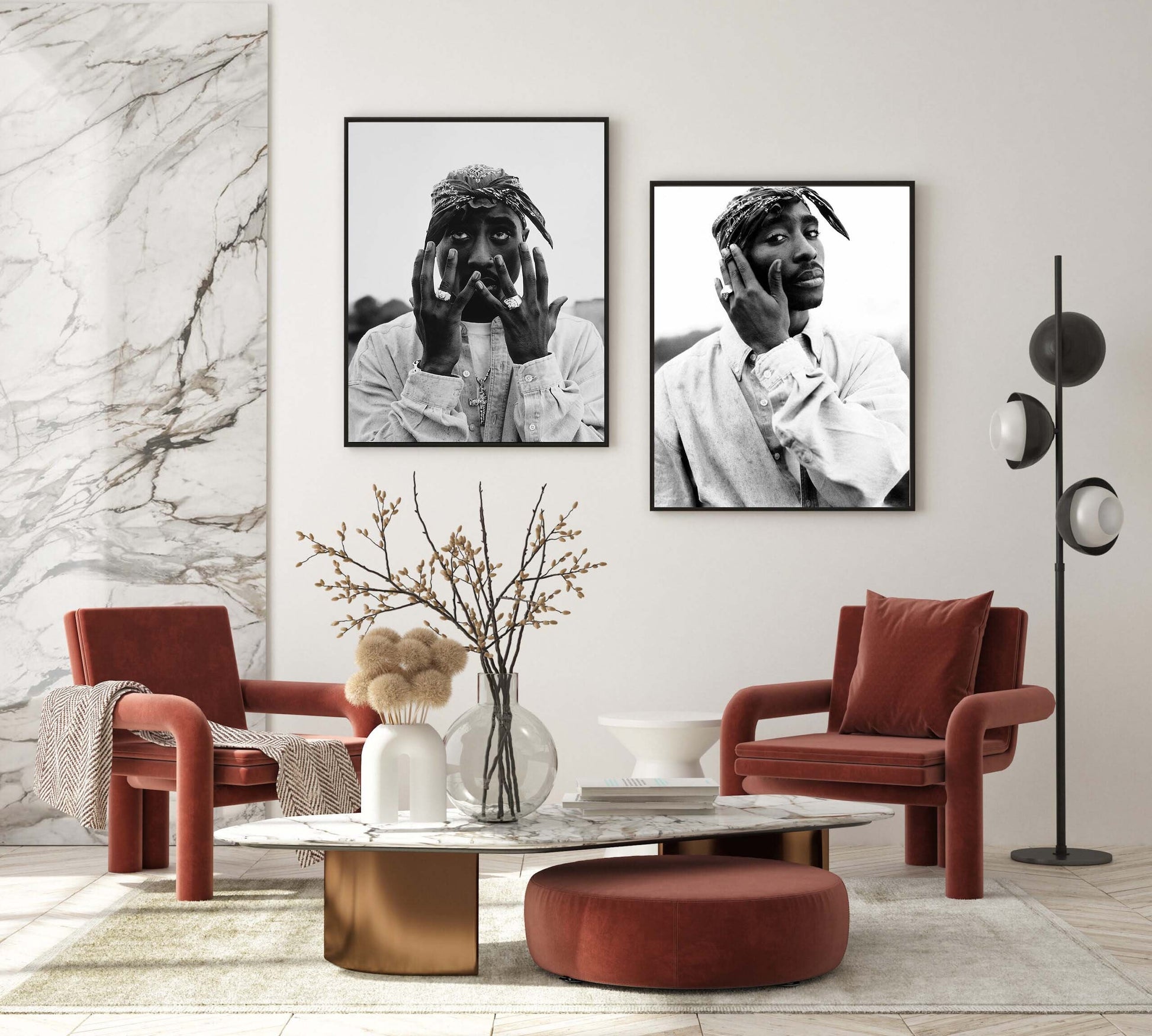 Tupac Shakur Black and White Rap Icon Hip Hop Portrait Digital Download