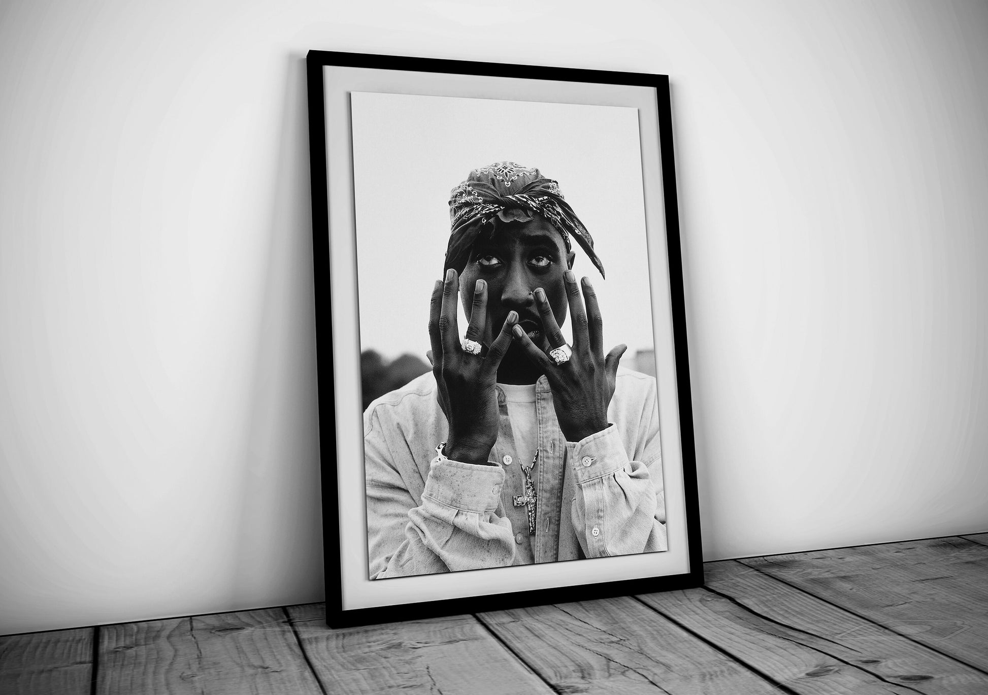 Tupac Shakur Black and White Rap Icon Hip Hop Portrait Digital Download