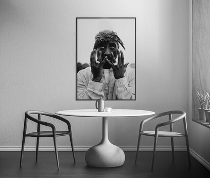 Tupac Shakur Black and White Rap Icon Hip Hop Portrait Digital Download